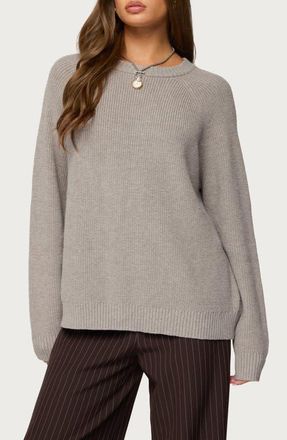 Edikted Lavonne Oversize Raglan Sweater in Taupe at Nordstrom, Size X-Small