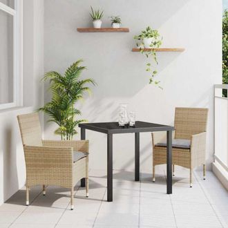 vidaXL Vidaxl - Conjunto De Comedor De Jard&iacute;n Con Coj&iacute;n 3 Pcs Beige Polirat&aacute;n