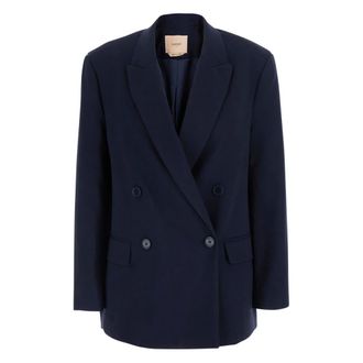 Twinset Blazer Doppiopetto in Tessuto Tecnico - - Jackets - Donna - Blu - S