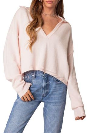Edikted Marcie Oversize Crop Sweater in Light-Pink at Nordstrom, Size X-Small