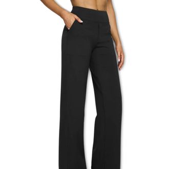 Generic Lumilift Work/Yoga Pants Stretch Casual Trousers High-Waist Straight-Leg Work Pant Set for Women (Black,S)