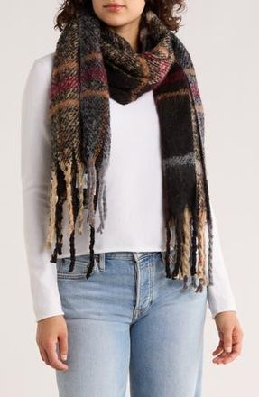 Steve Madden Tinsel Shine Plaid Scarf in Black at Nordstrom Rack