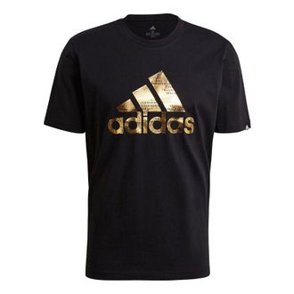 adidas M Fl Lg T Bronzing Logo Printing Sports Short Sleeve Black GV2913