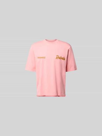 Dsquared2 Loose Fit T-Shirt mit Logo-Stitching in Rosa, Gr&ouml;&szlig;e XL