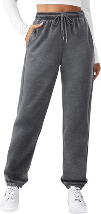 Zeagoo Womens Pants Casual Baggy Tracksuit Bottoms with Pockets Winter Joggers Elastic Sweatpants Plain Gym Sport Jogger Dunkelgrau S