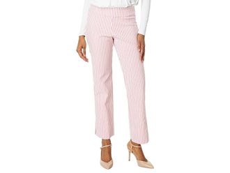 Krazy Larry Stretch Linen Wide Ankle Womens Casual Pants Pink Stripe : 12 28, Cotton/Rayon/Spandex