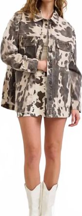 Hidden Jeans Cotton Oversized Shacket In Cow Print