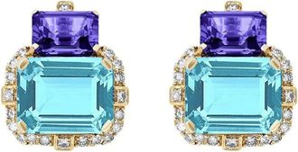 Goshwara 18k yellow gold Gossip Two Tier multi-stone earrings