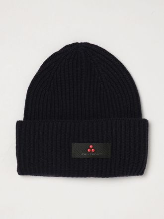 Peuterey Berretto beanie in misto lana e cashmere a coste con risvolto e logo