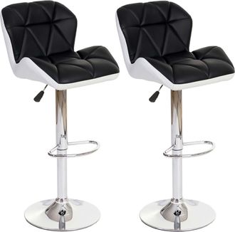 Hhg Hhg - Nunca Usado] Juego De 2 Taburetes De Bar 156, Taburete De Bar Taburete De Mostrador, Altura Regulable Imitaci&oacute;n Cuero, Negro