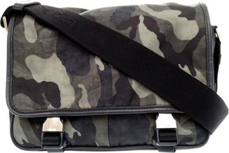 Prada Black Camouflage Khaki Nylon Leather Shoulder Bag (Pre-Owned)