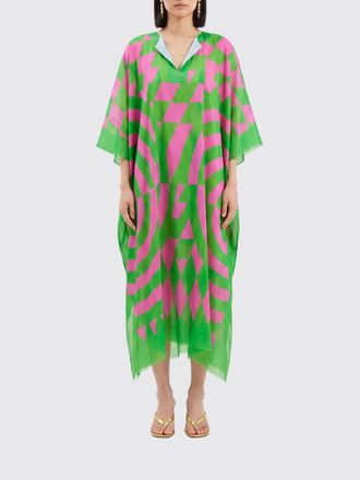 Dries Van Noten Abito a caftano in cotone con stampa optical
