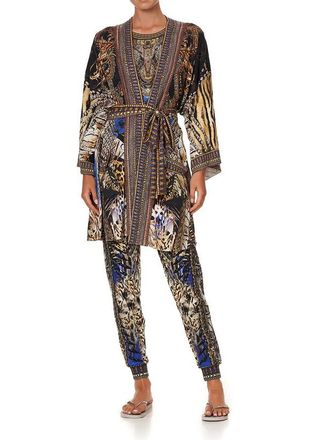 Camilla Printed Silk Zodiac Kimono Size S