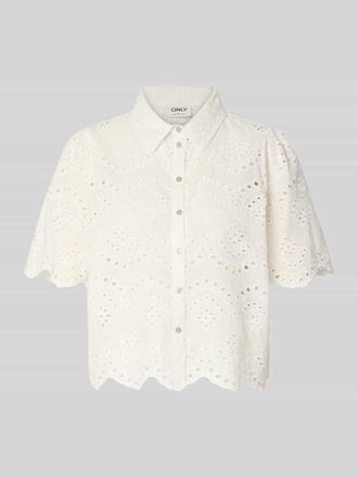 Only Loose Fit Bluse mit Lochstickerei Modell VALAIS in Weiss, Gr&ouml;&szlig;e XL