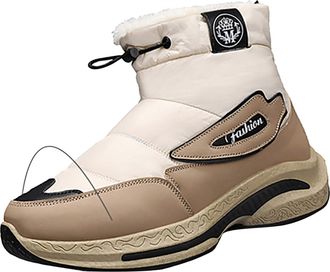 Generic Snow Boots Mens, Winter Warm Fur Lined Outdoor Boot Fluffy Slip On Lightweight Waterproof Boots Thick Cotton Comfortable Leisure Footwear Ther Anti-Sl