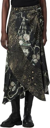 AllSaints Arleen Print Midi Skirt in Taravao Soft Green at Nordstrom, Size 12