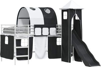 vidaXL KidsLoft Bed Frame White and Black 79.5 x 200 cm Metal vidaXL