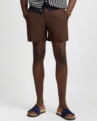 Onia Stretch Linen 6 Short in Espresso at Nordstrom, Size 34