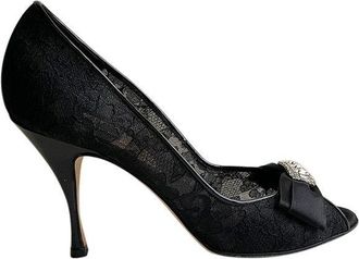 Dolce & Gabbana Black Lace Embellished Pumps Size 39.5