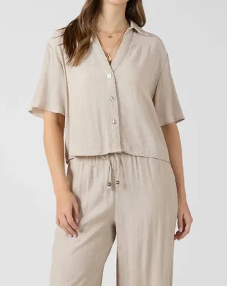 Dex Clothing Short Sleeves Blouse In Light Oyster
