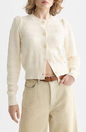Scotch & Soda Bouclé Stripe Cotton Blend Cardigan in Eggnog at Nordstrom, Size X-Small