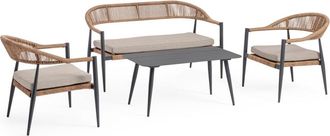 BIZZOTTO Salón con cojines en aluminio y fibra sintética antracita/natural