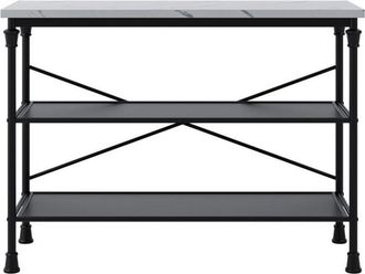 LPD Furniture Fairmont Console Table - Wood Variant/Metal - L40 x W110 x H80 cm - Marble Effect/Black - Flat Pack