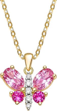 Rachel Glauber 14K Plated Cz Pendant Necklace
