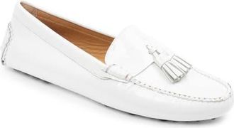 Patricia Green Jordan Moc Toe Tassel Loafer in White Patent at Nordstrom, Size 8.5
