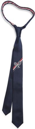 Thom Browne Classic Engineered Stripe Silk Tie in Navy at Nordstrom