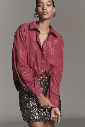 Maeve The Shrunken Bennet Lurex Stripe Buttondown Shirt by Maeve