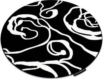 RugsX Rugsx - Alfombra Hampton Rosa C&iacute;rculo Rosa, Flores Negro Black Circulo 140 Cm