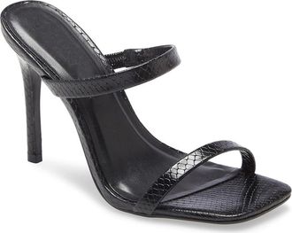 Generic Elegant Square Open Toe Stiletto Mules, Fashion Textured Leather Slingback Heeled Sandals, Comfort Summer Dress High Heels Sandals, for Party Daily We