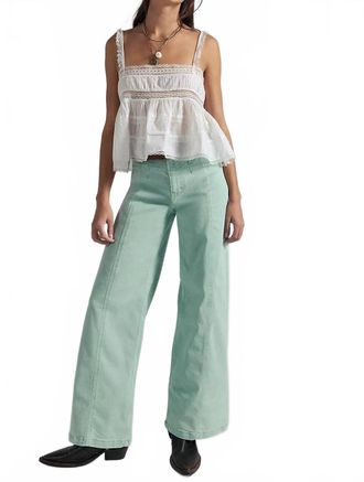 Free People Libre Wide-Leg Jeans In Cameo Green
