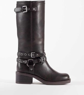 Asos Cassandra - Stivaletti biker marrone brunito con occhielli