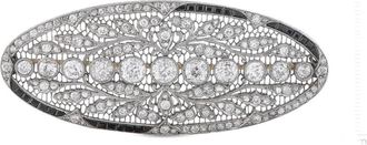 Luxury Bazaar platinum diamond sapphire brooch - Zilver