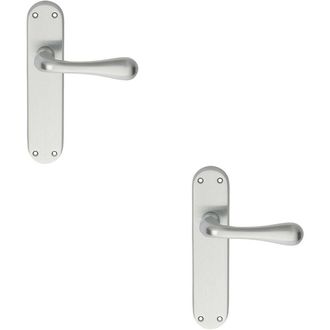 Loops 2x PAIR Smooth Round Bar Handle on Latch Backplate 185 x 40mm Satin Chrome