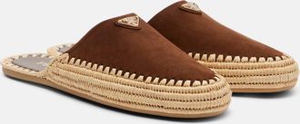 Prada Mules de ante y yute