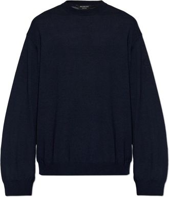 Balenciaga Ronde hals wollen trui - Heren - Ronde hals truien - Blauw - L - Wol - Truien & Vesten