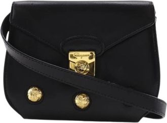 Ferragamo Pre-owned Shoulder Bags, female, Black, Size: ONE SIZE Pre-owned Leather Shoulder Bag