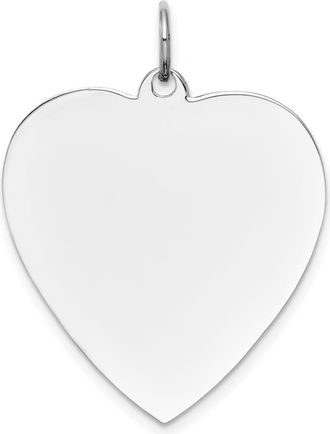 Diamond2Deal 14k White Gold Plain.013 Gauge Engravable Heart Charm