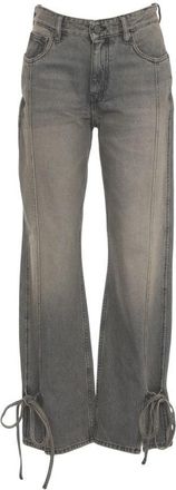 Won Hundred Wide Leg Jeans With Adjustable Hem Ties And Classic Five-Pocket Design