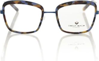 Frankie Morello Blauw Metallic Vierkant Brilmontuur - Dames - Brillen - Bruin - ONE Size - Accessoires