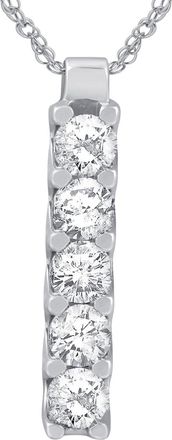 Pompeii3 14K White Gold 1 1/4ct Journey Genuine Diamond Pendant