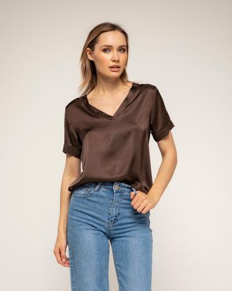 Tantra T-shirt met korte mouwen en V-hals van zijde