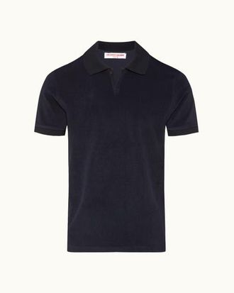 Orlebar Brown Bruno Towelling Classic Fit Towelling Polo in Night Iris at Nordstrom, Size Xx-Large