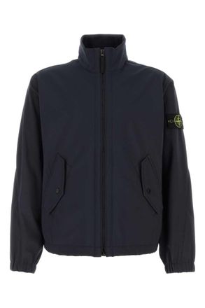 Stone Island Blue Mock Collar Jacket