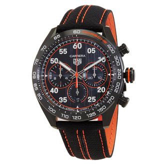Tag Heuer Pre-owned Tag Heuer Carrera X Porsche Orange Racing Chronograph Automatic Black Dial Mens Watch CBN2A1M.FC6526