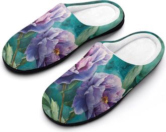 Generic Purple Blue Flower Emerald Green Marble Mens Slippers Comfortable And Non-slip Cotton Slipper Shoe for House