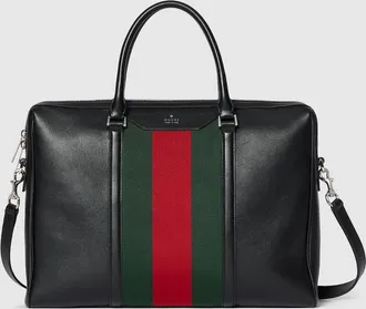 Gucci Mega Web Trademark Medium Briefcase, Black, Leather